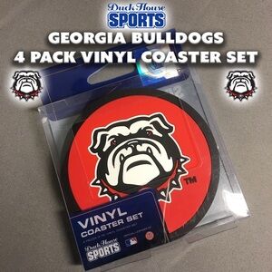 Georgia Bulldogs 4 Pack Red Vinyl Coaster Set with University of Georgia DAWG